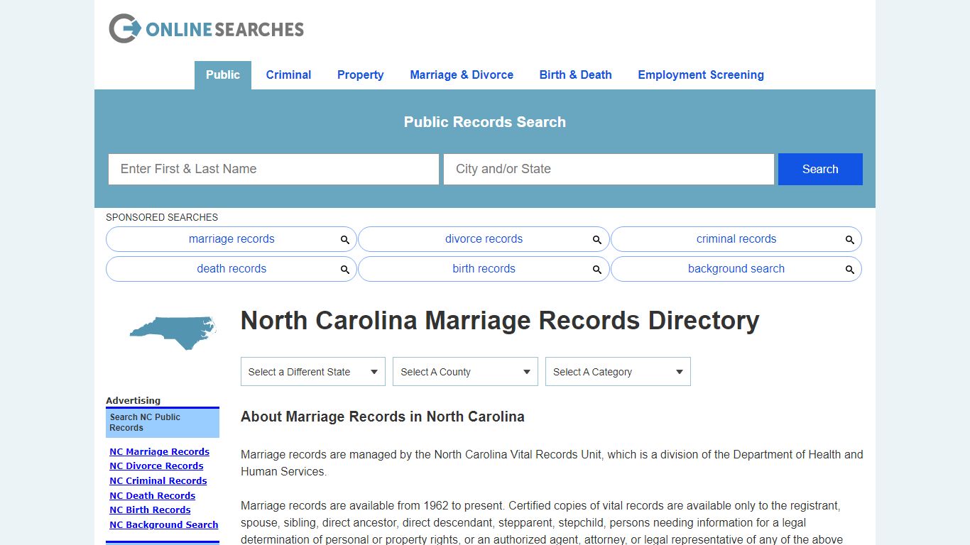 North Carolina Marriage Records Search Directory